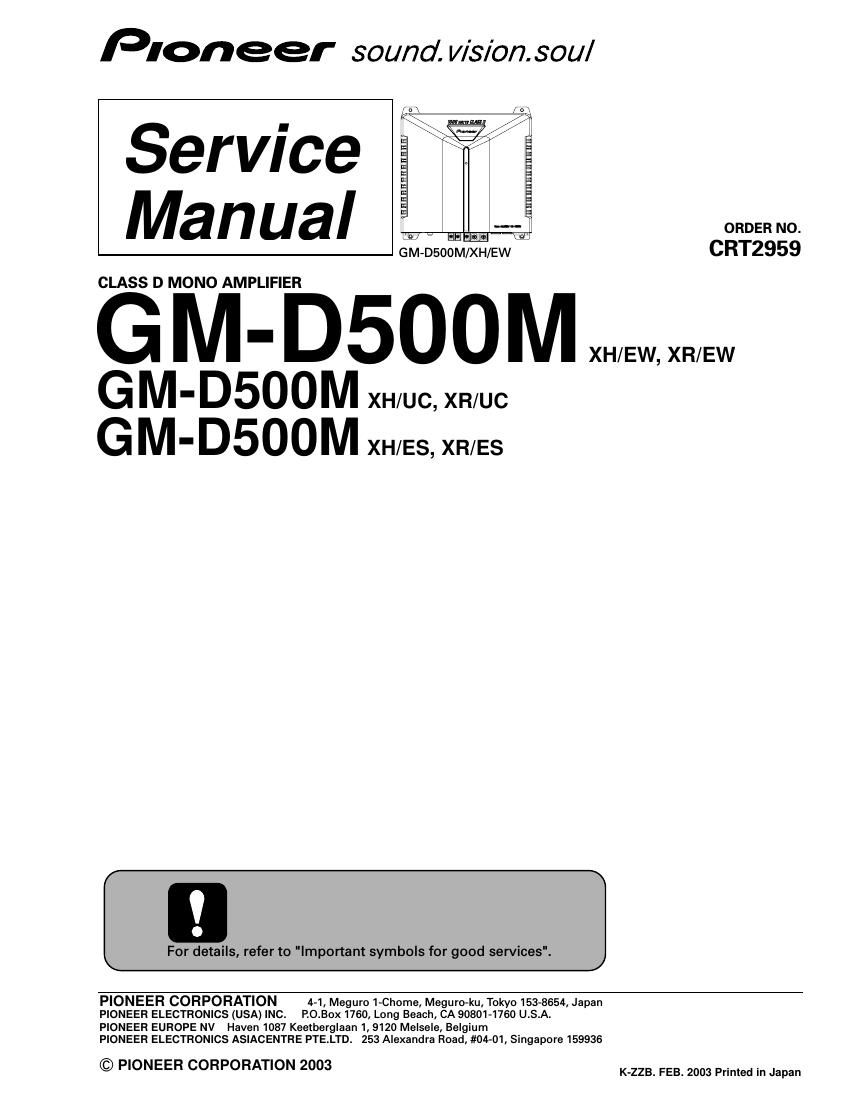 pioneer gmd 500 m service manual