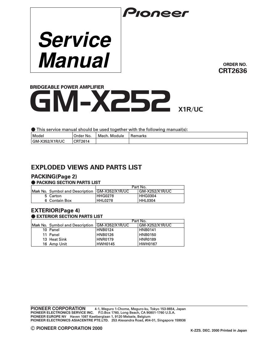 pioneer gmx 252 service manual