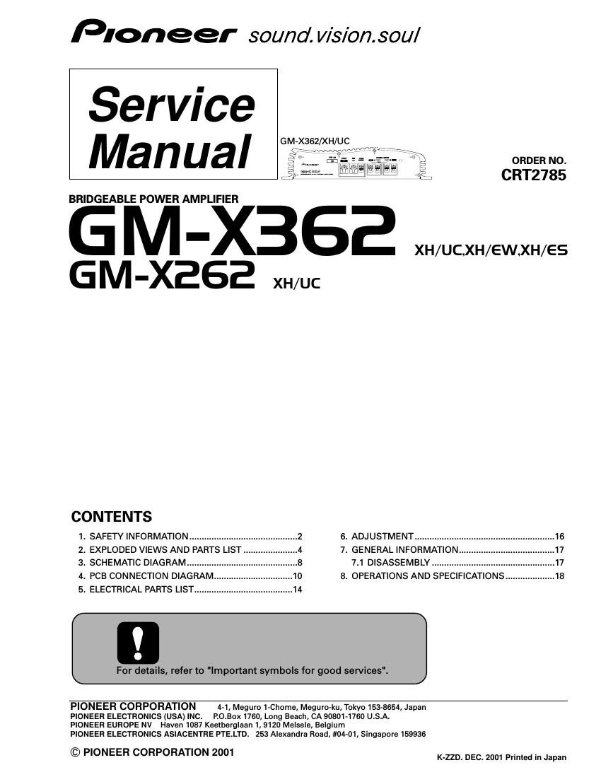 pioneer gmx 262 service manual