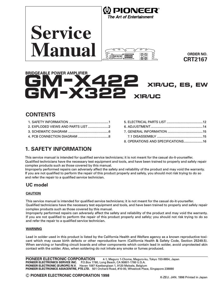 pioneer gmx 322 service manual