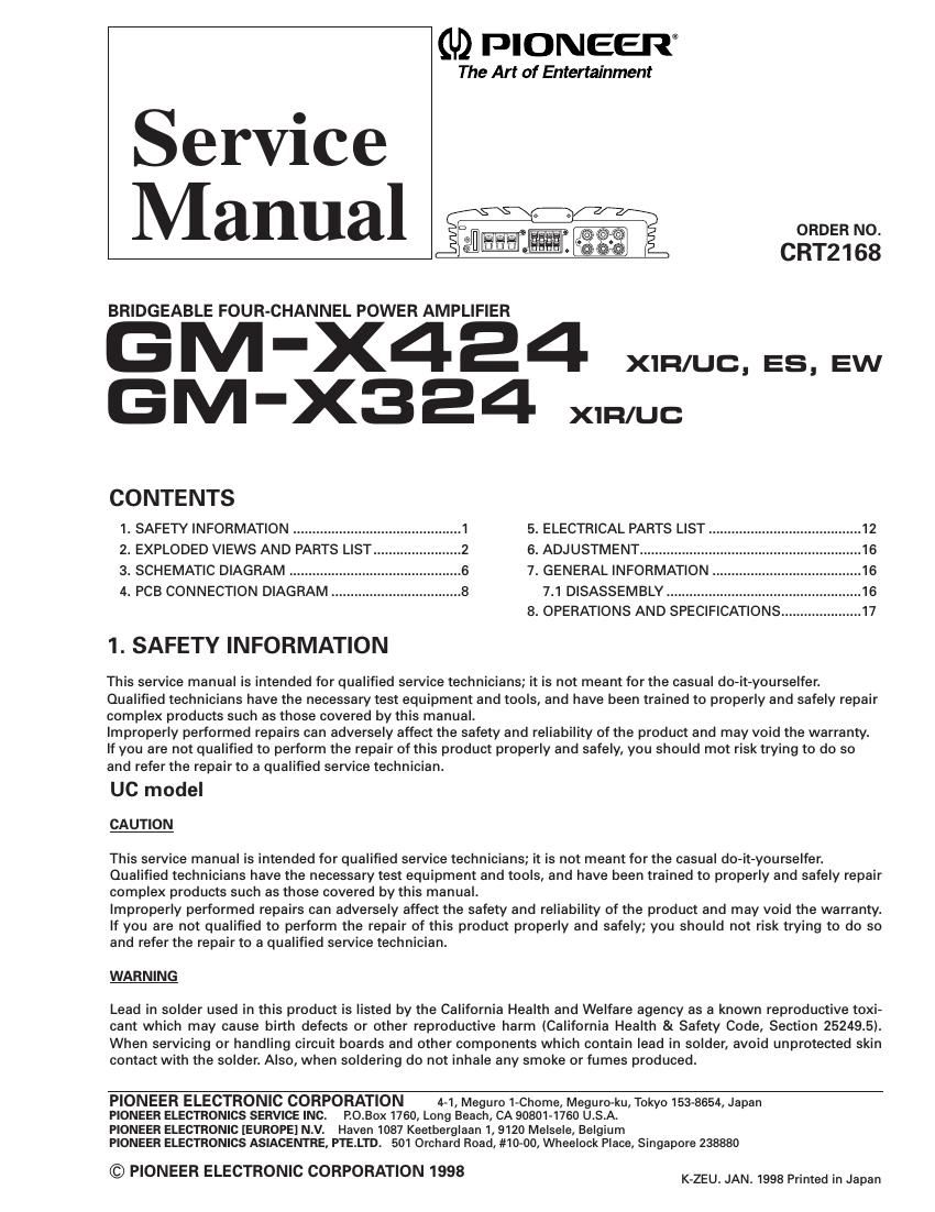 pioneer gmx 324 service manual