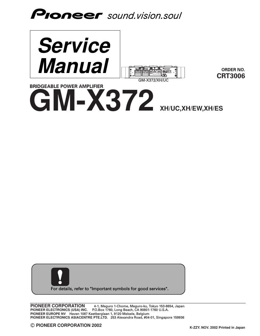 pioneer gmx 372 service manual