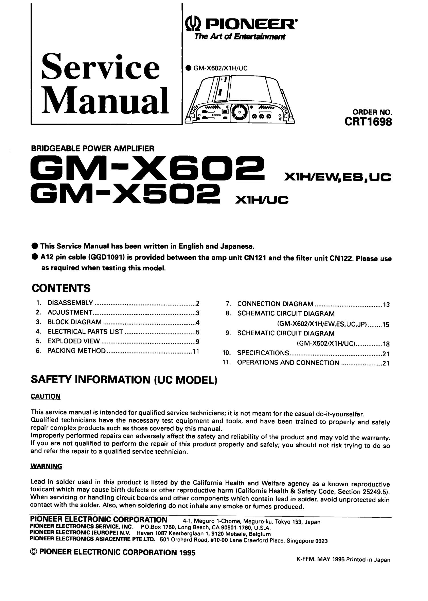 pioneer gmx 502 service manual