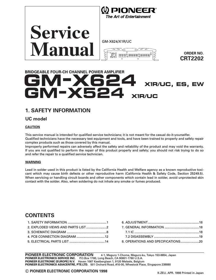 pioneer gmx 524 service manual