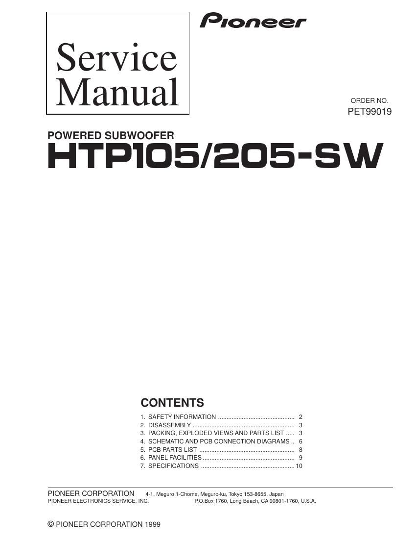 pioneer htp 105 sw service manual