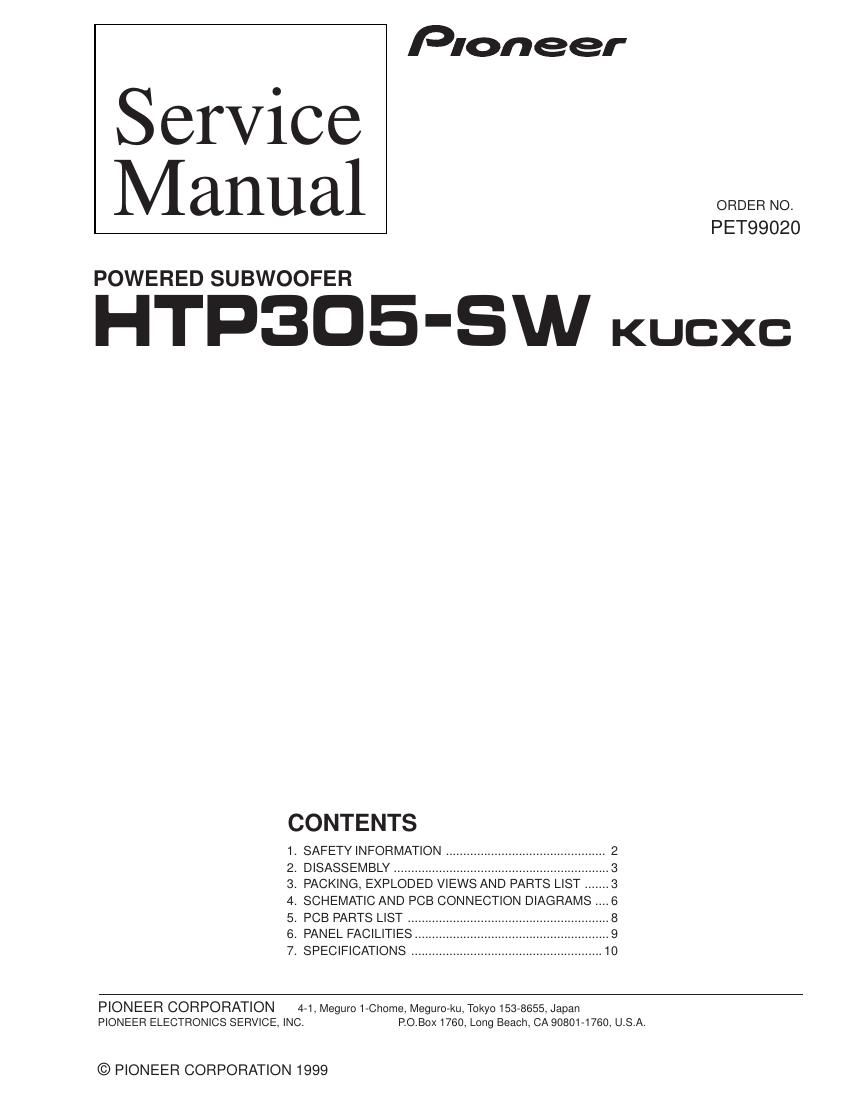 pioneer htp 305 sw service manual