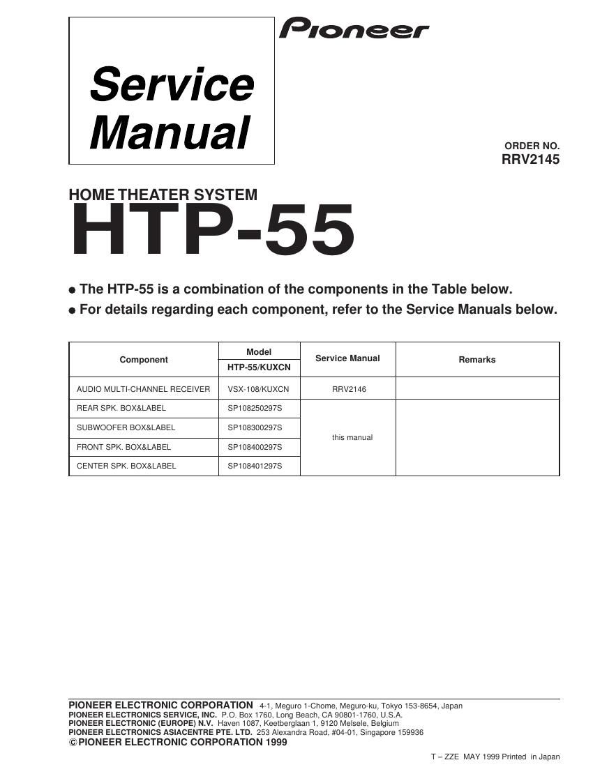 pioneer htp 55 service manual