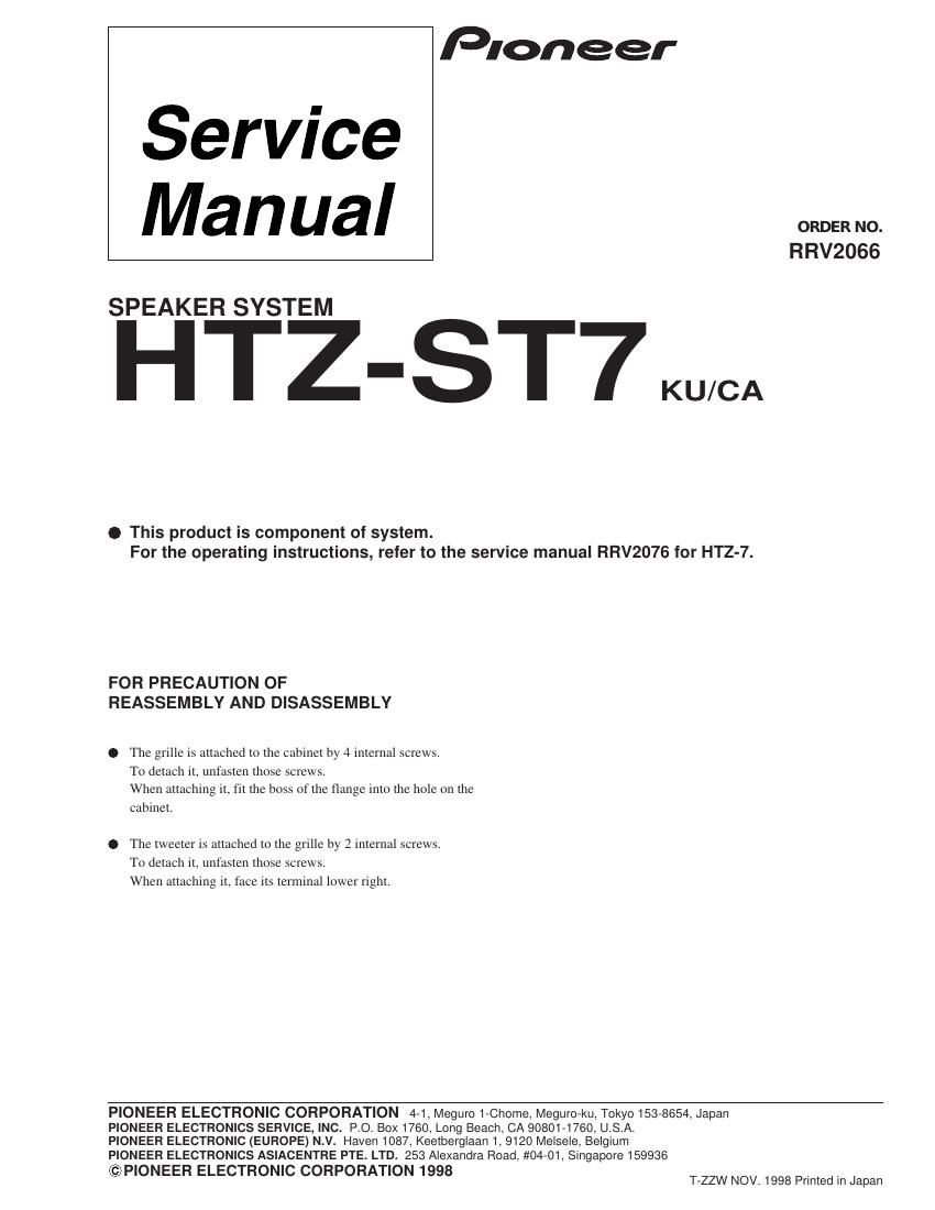 pioneer htzst 7 service manual