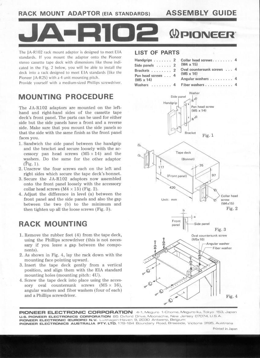 pioneer jar 102 owners manual