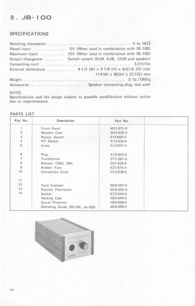 pioneer jb 100 service manual