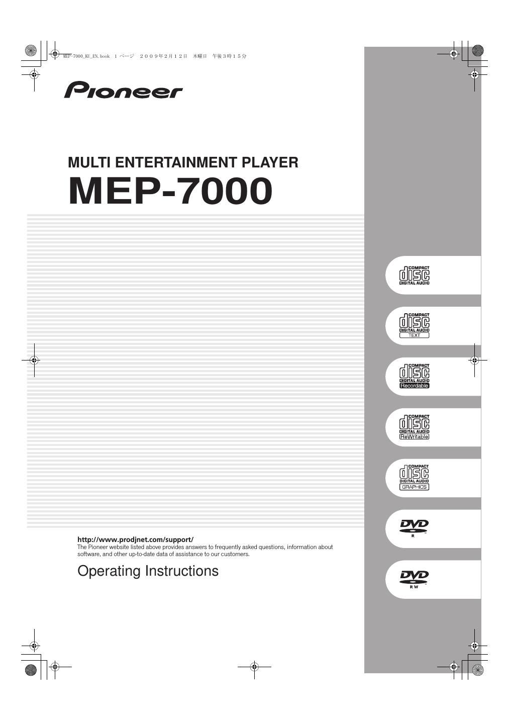 pioneer mep 7000 owners manual