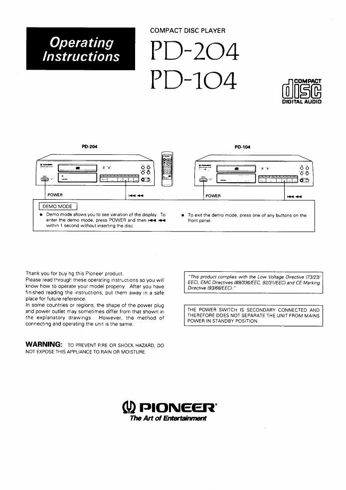 pioneer pd 104 service manual