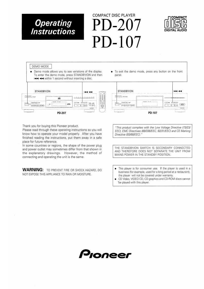 pioneer pd 207 owners manual