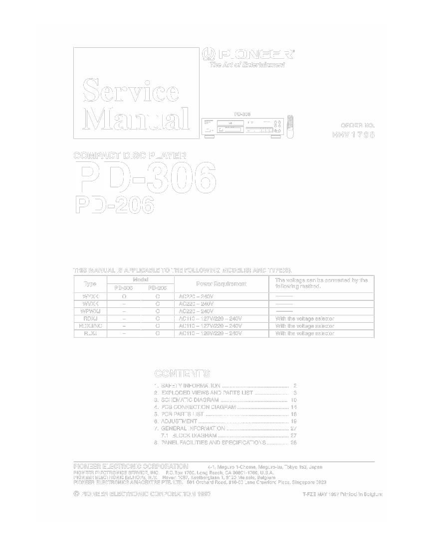 pioneer pd 306 service manual