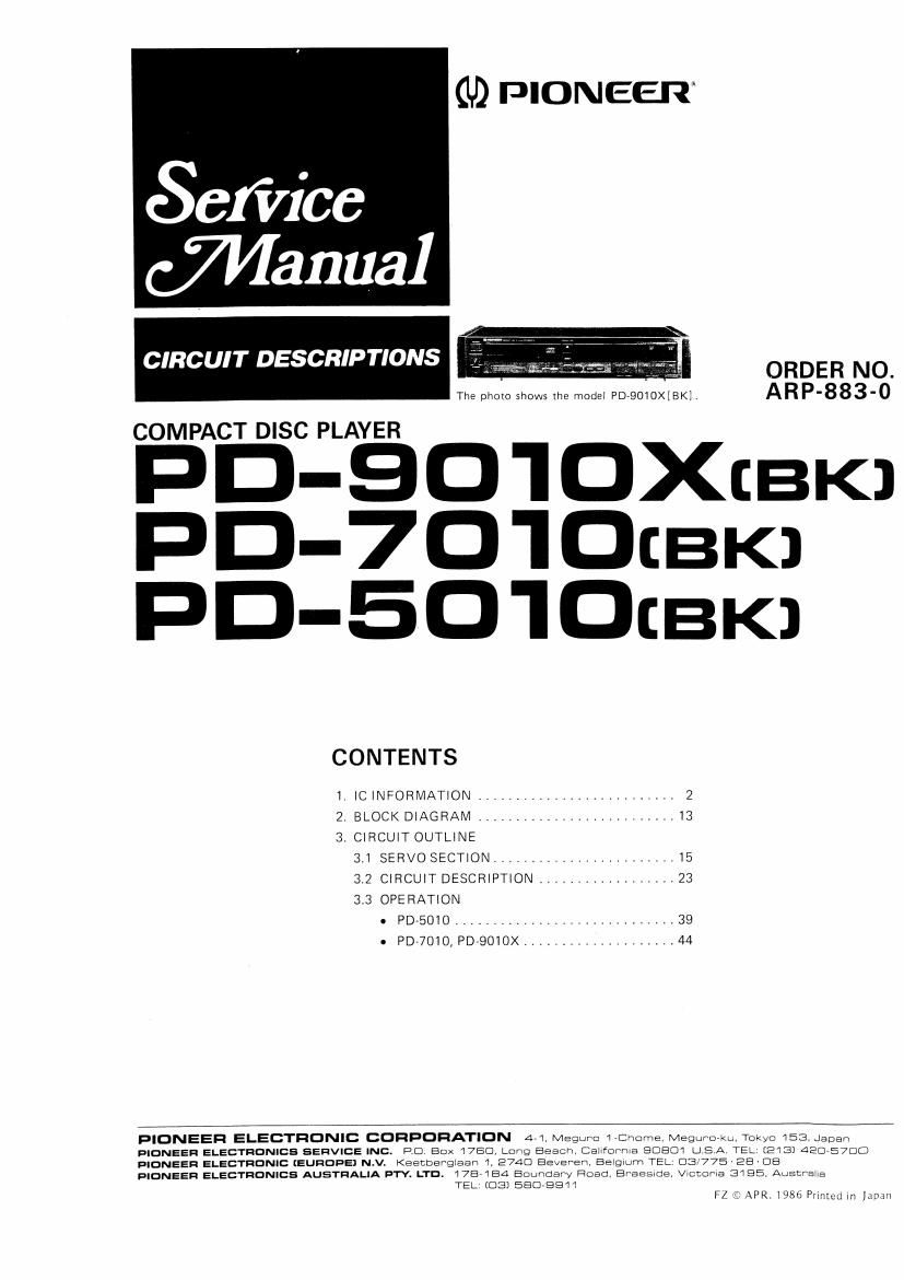 pioneer pd 5010 schematic