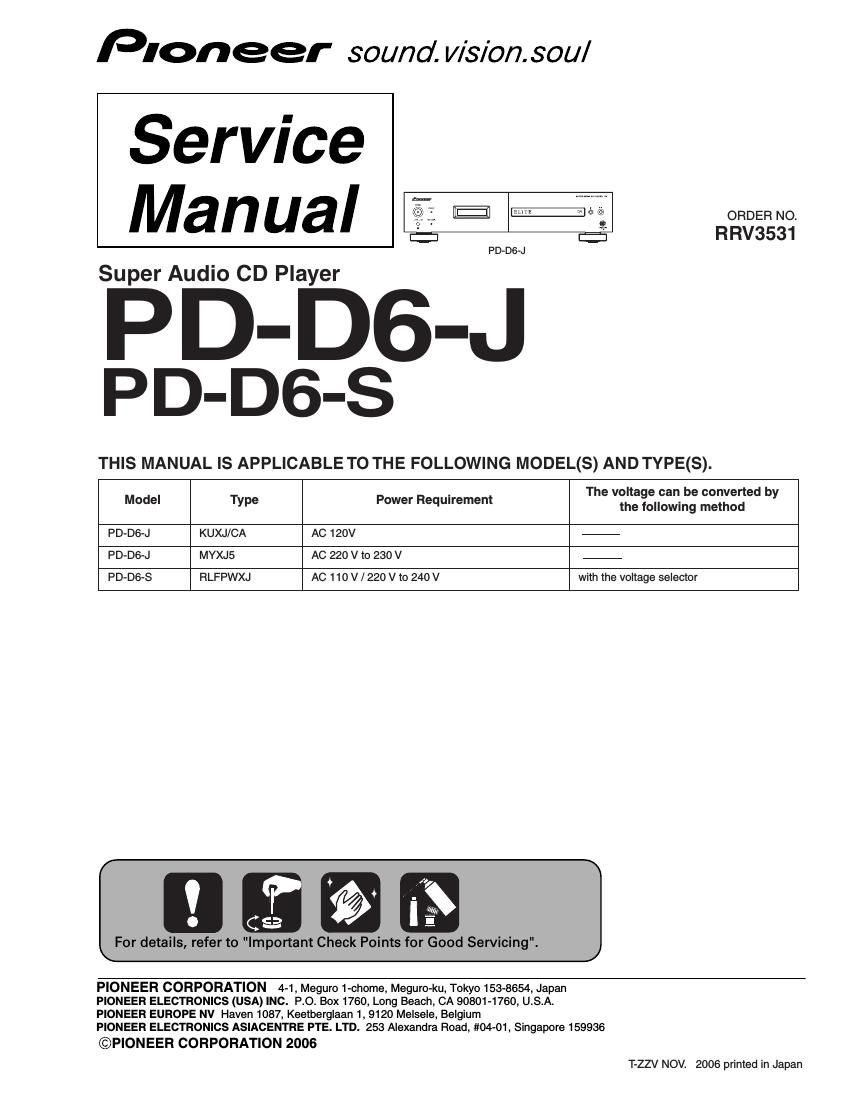 pioneer pdd 6 s service manual