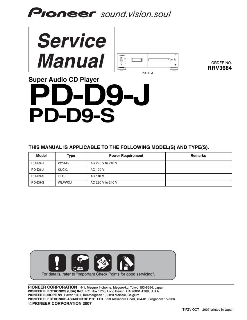 pioneer pdd 9 s service manual