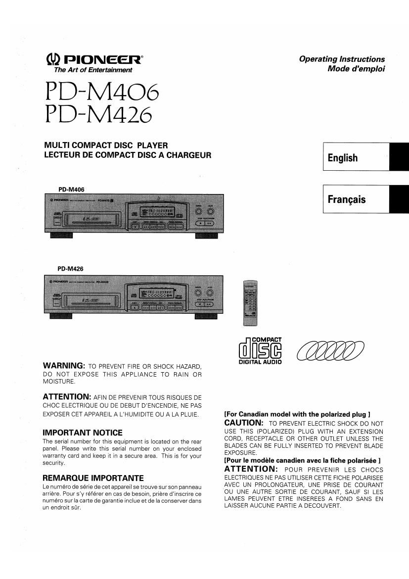 pioneer pdm 406 owners manual