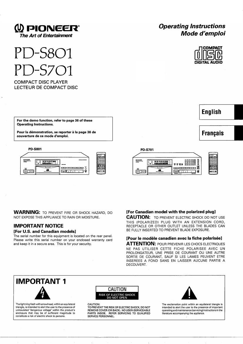 pioneer pds 801 service manual