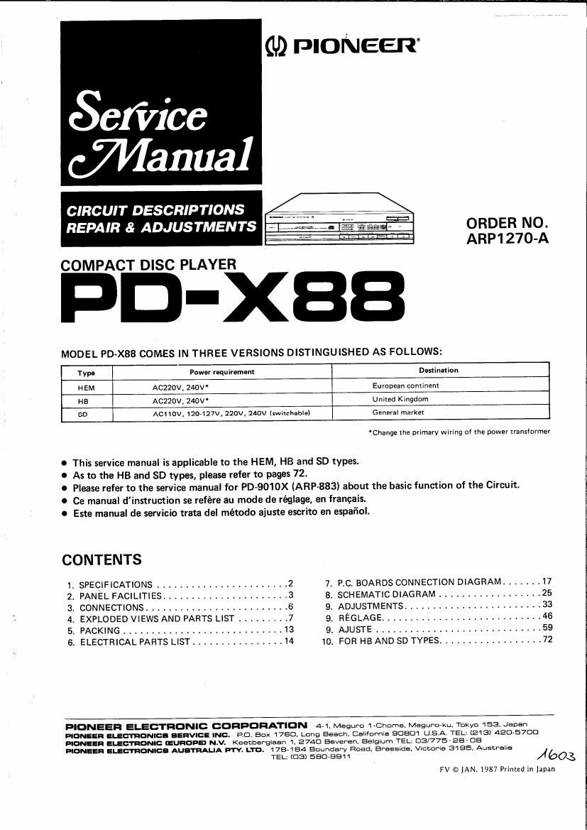 pioneer pdx 88 service manual