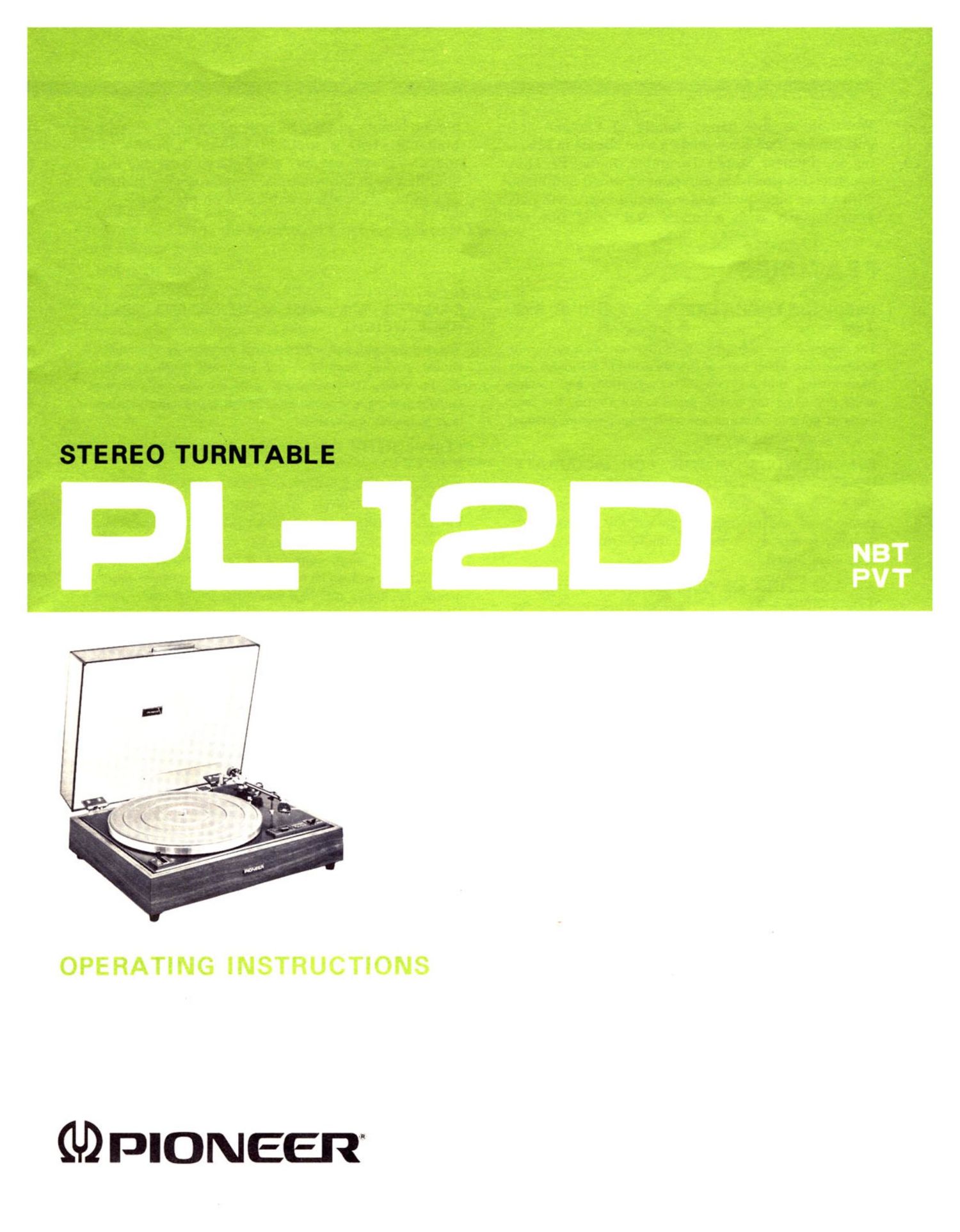 pioneer pl 12 d owners manual