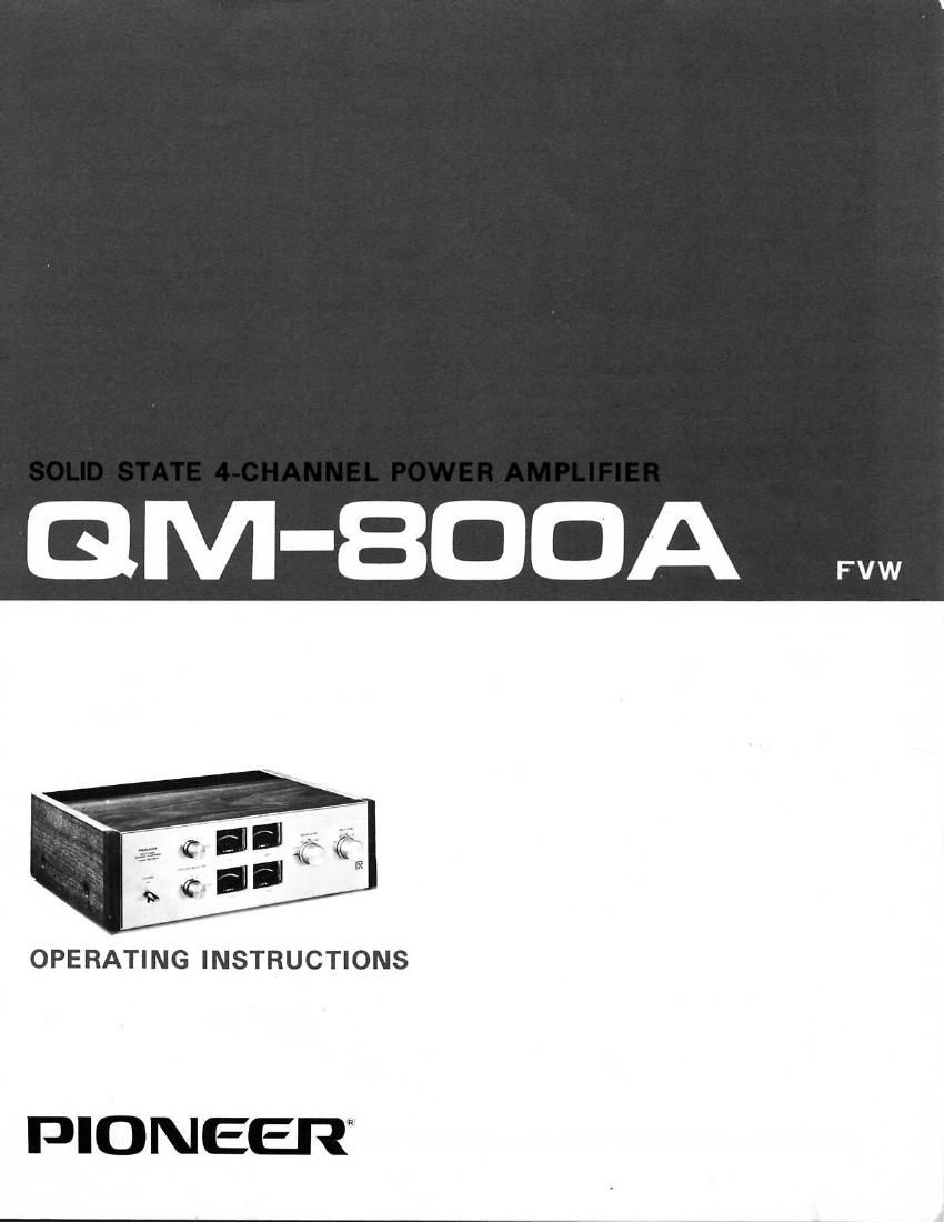 pioneer qm 800 a owners manual