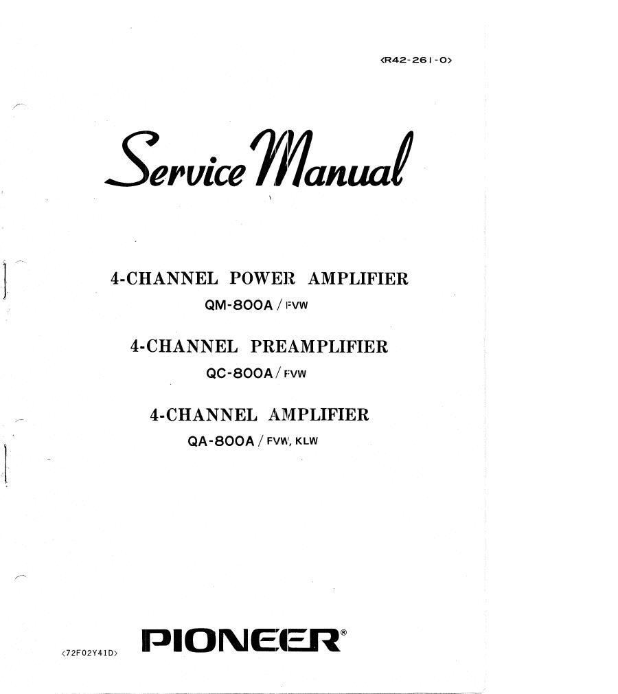 pioneer qm 800 a service manual