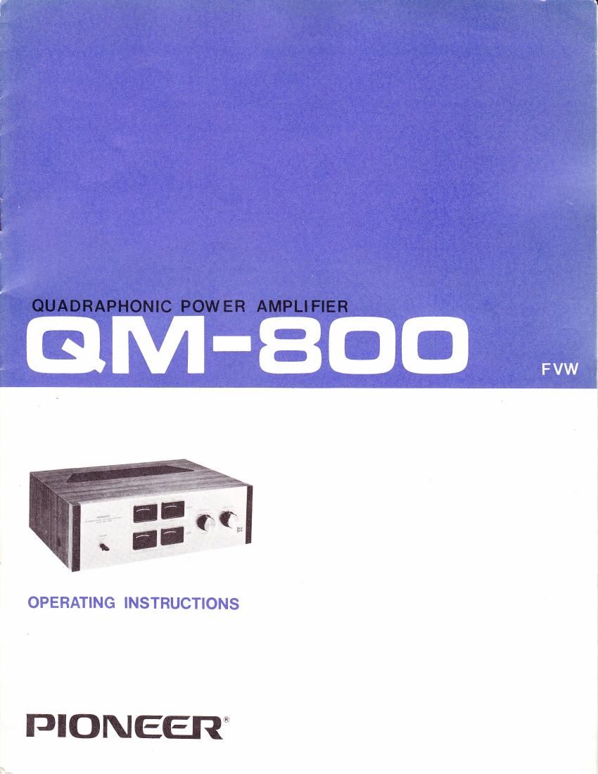 pioneer qm 800 owners manual