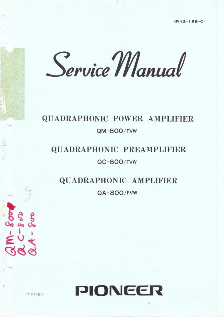 pioneer qm 800 service manual