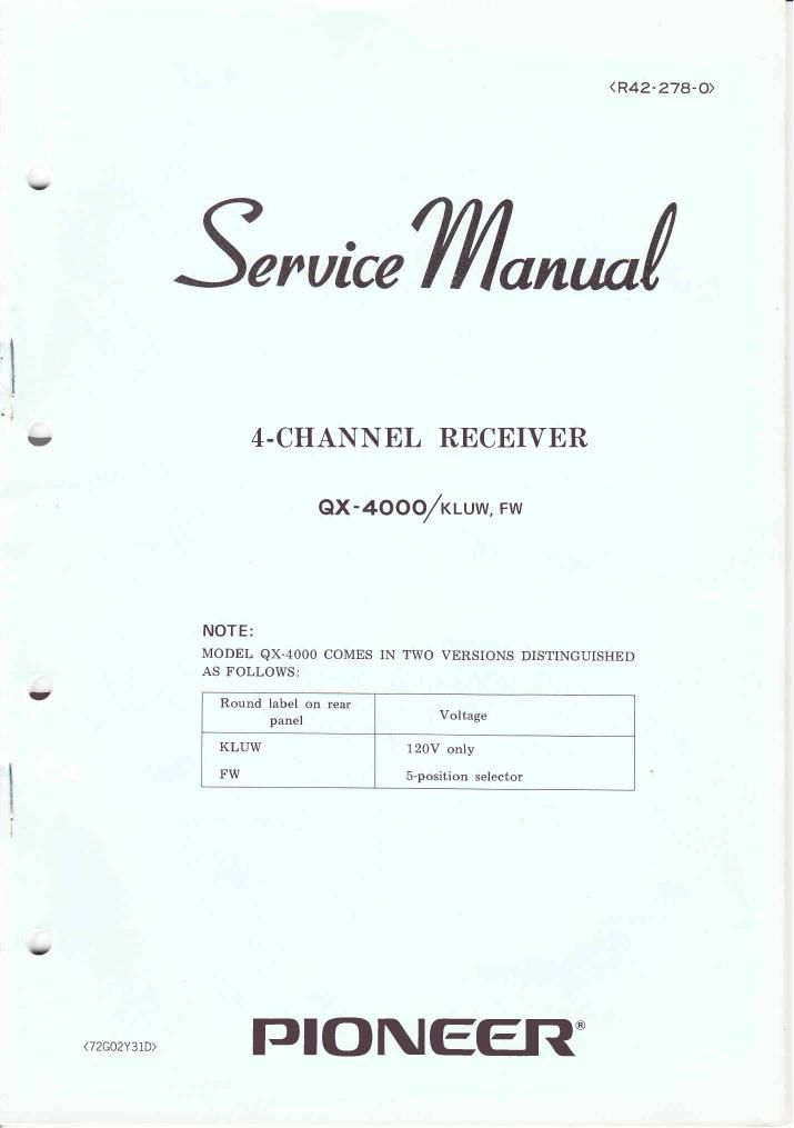 pioneer qx 4000 service manual