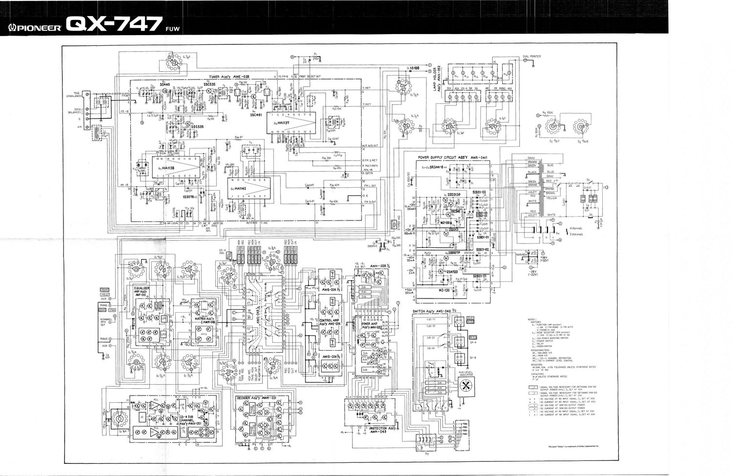 pioneer qx 747 schematic