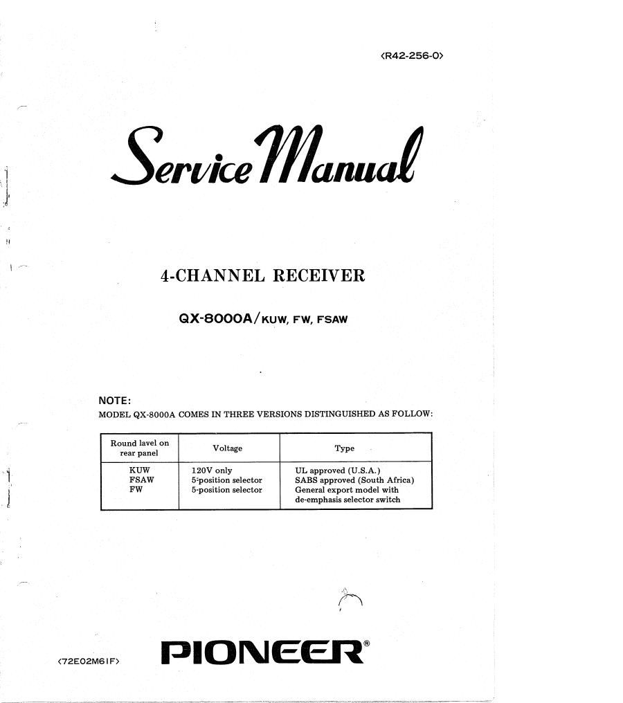 pioneer qx 8000 a service manual