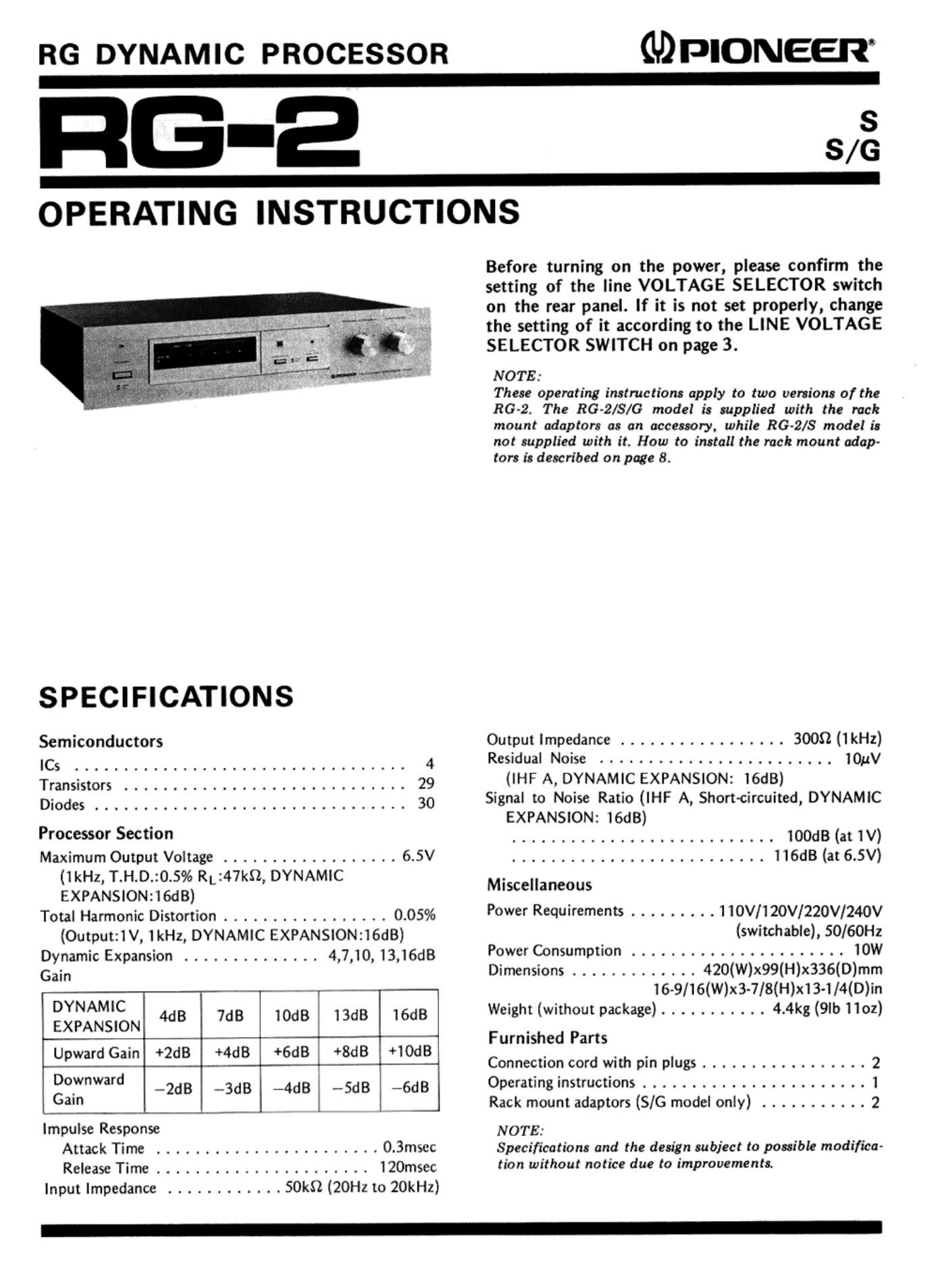 pioneer rg 2 owners manual