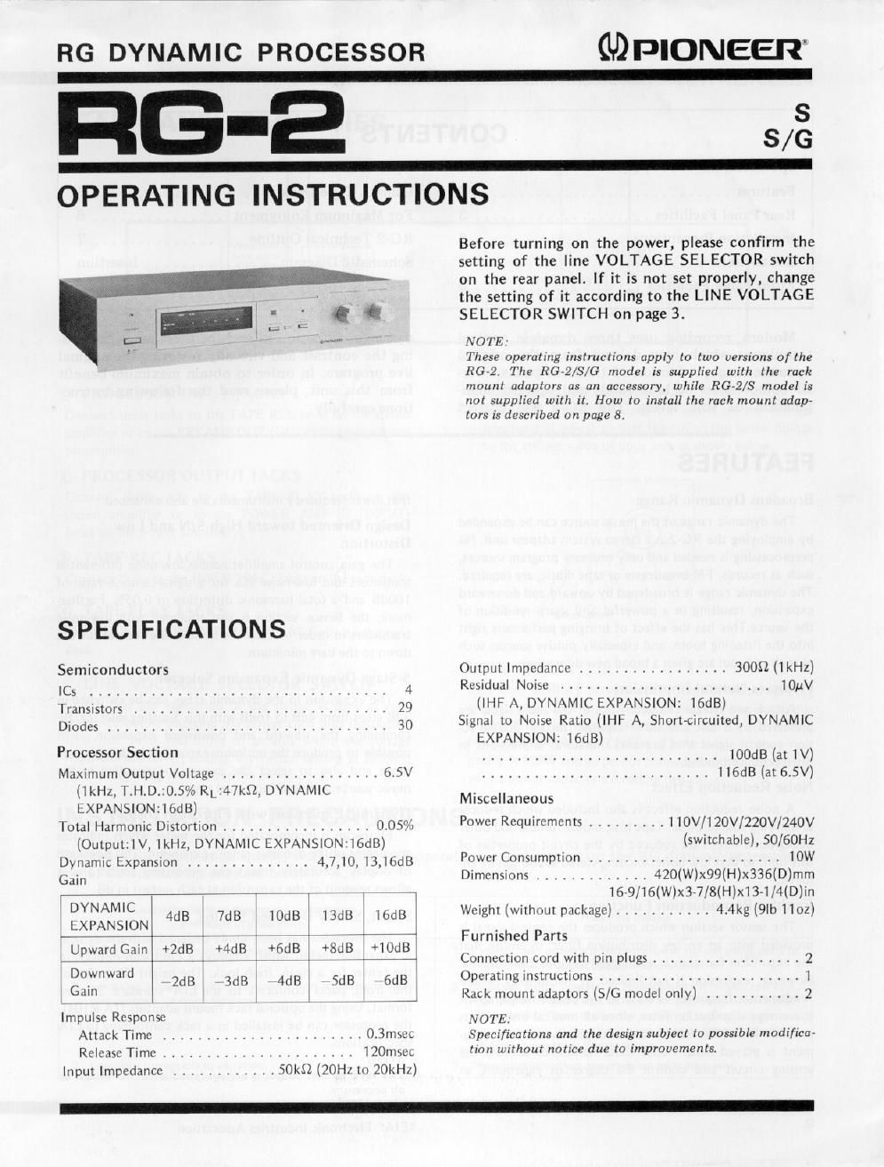 pioneer rg 2 owners manual 2