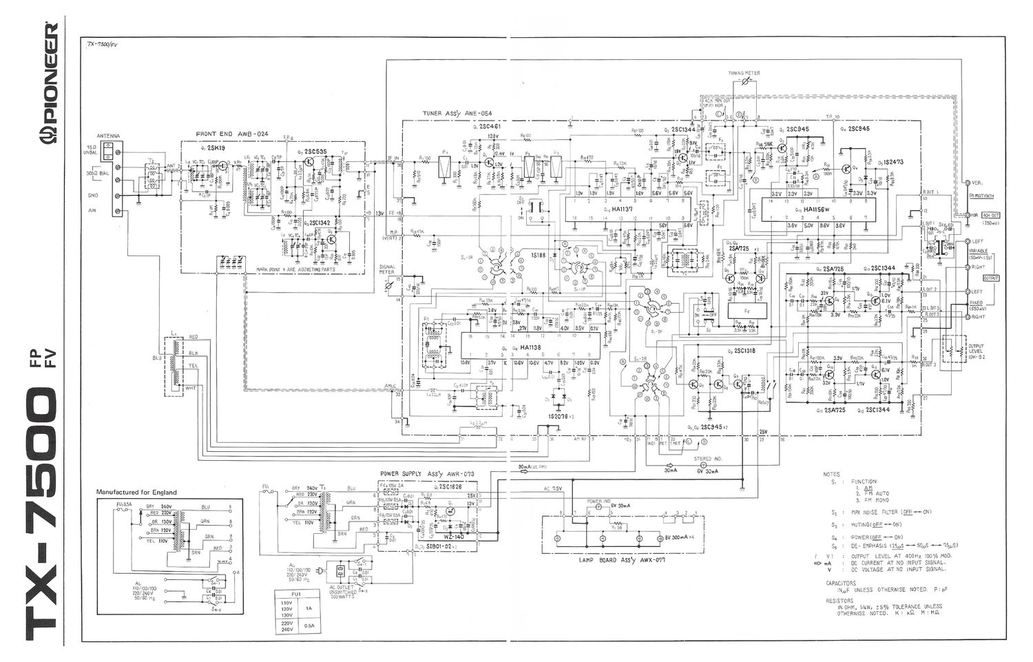 Pioneer TX 7500 Schematic