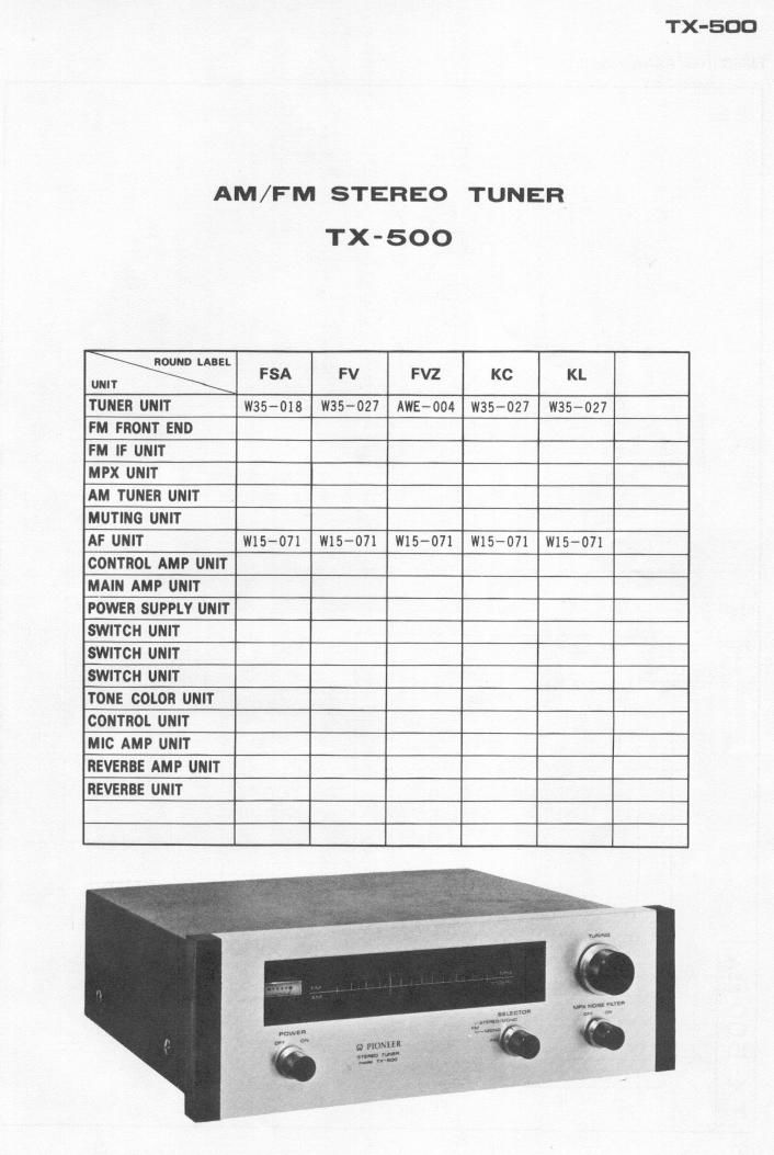 pioneer tx 500 schematic