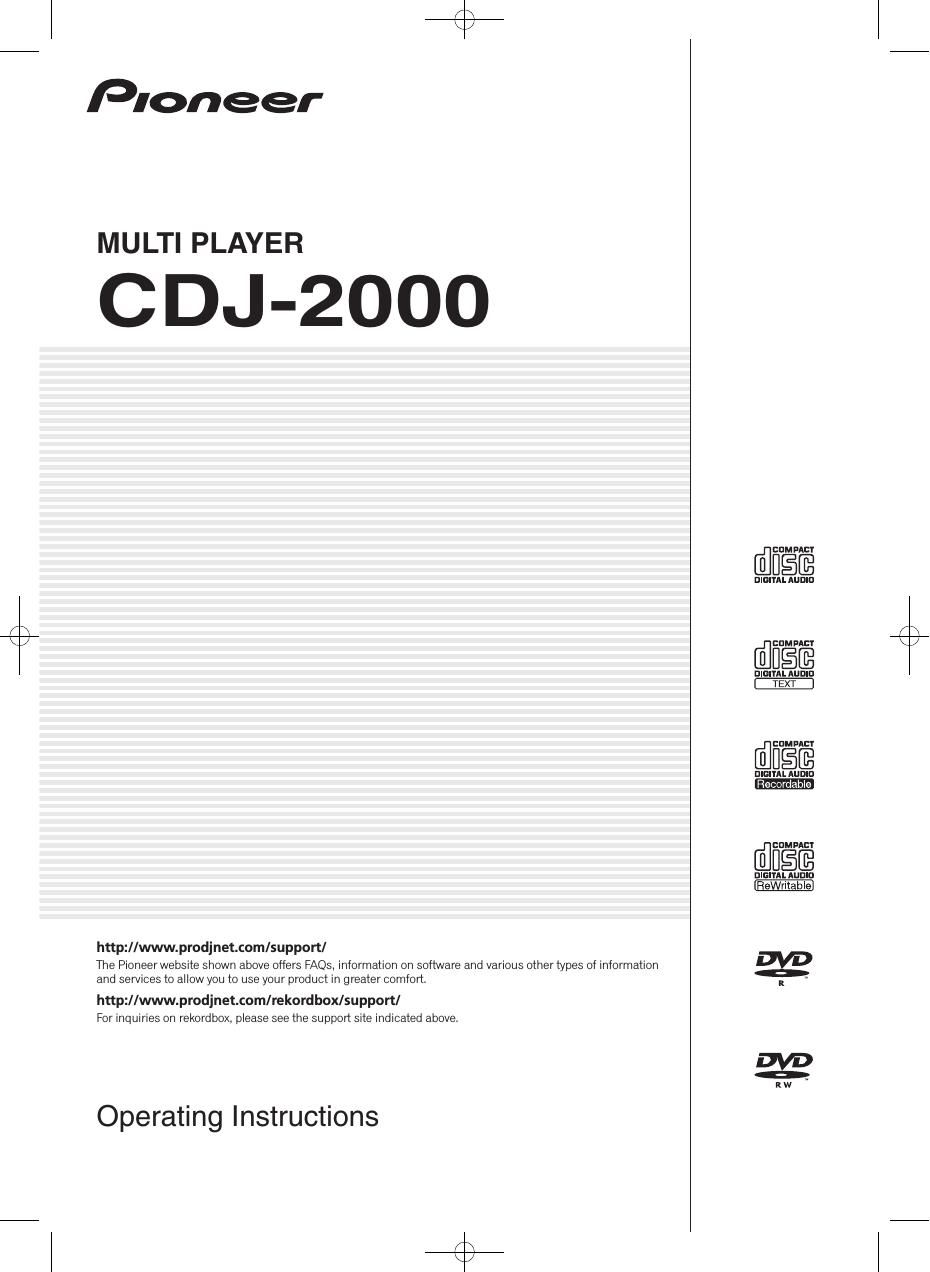 Pioneer CDJ 2000 Owners Manual