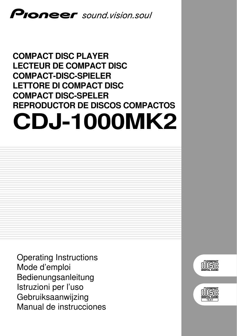 pioneer cdj 1000 mk2 owners manual