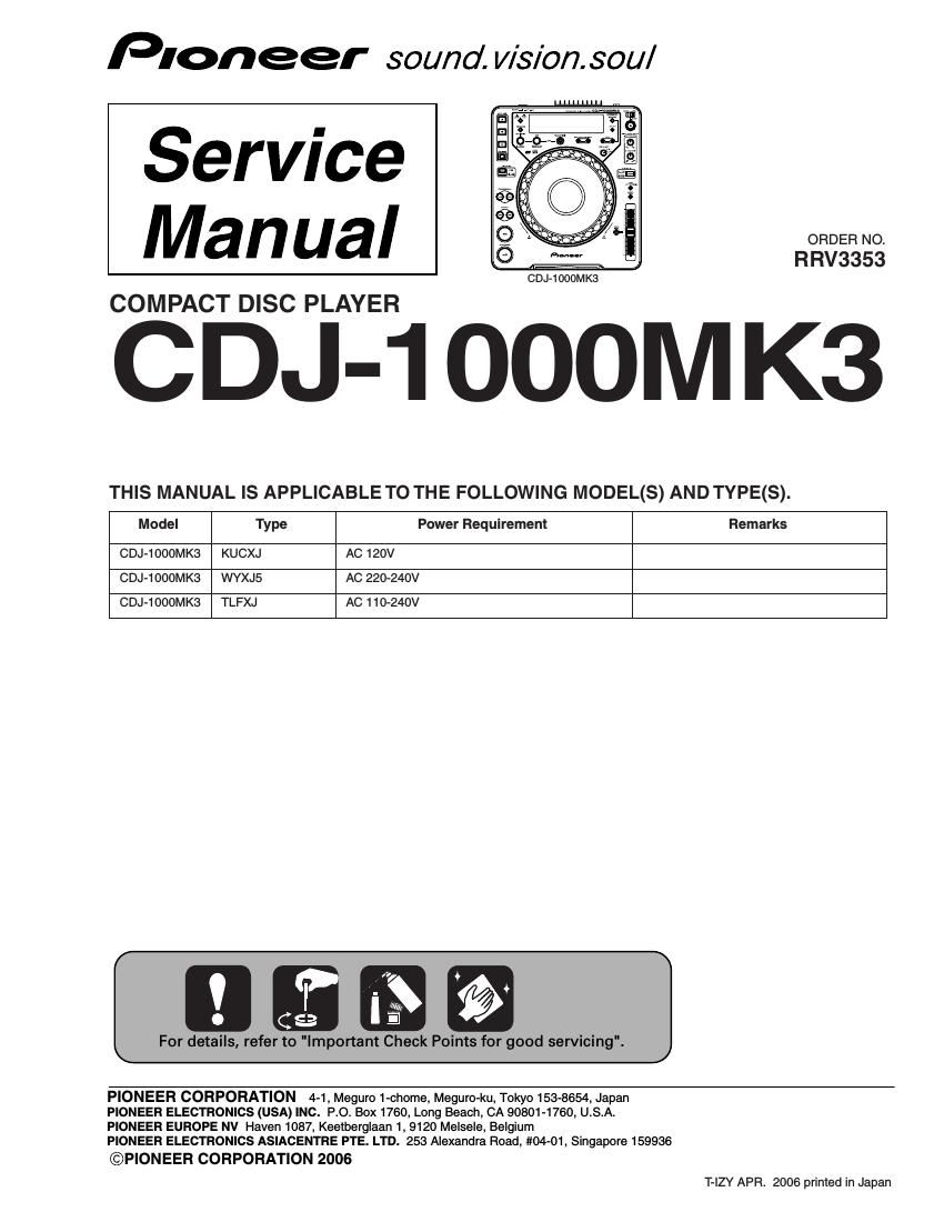 pioneer cdj 1000 mk3 service manual