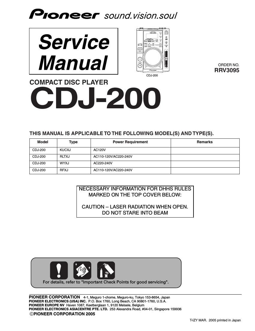 pioneer cdj 200 service manual