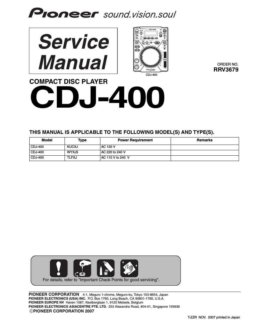 pioneer cdj 400 service manual