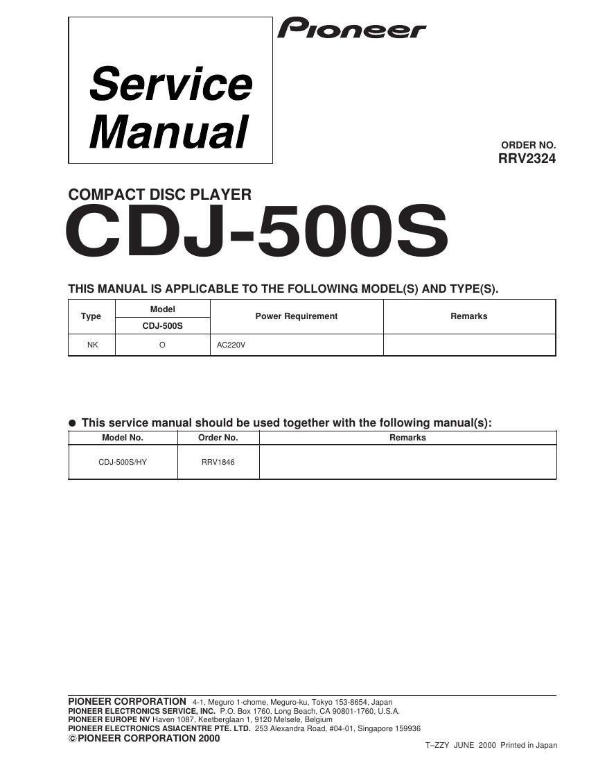 pioneer cdj 500 service manual