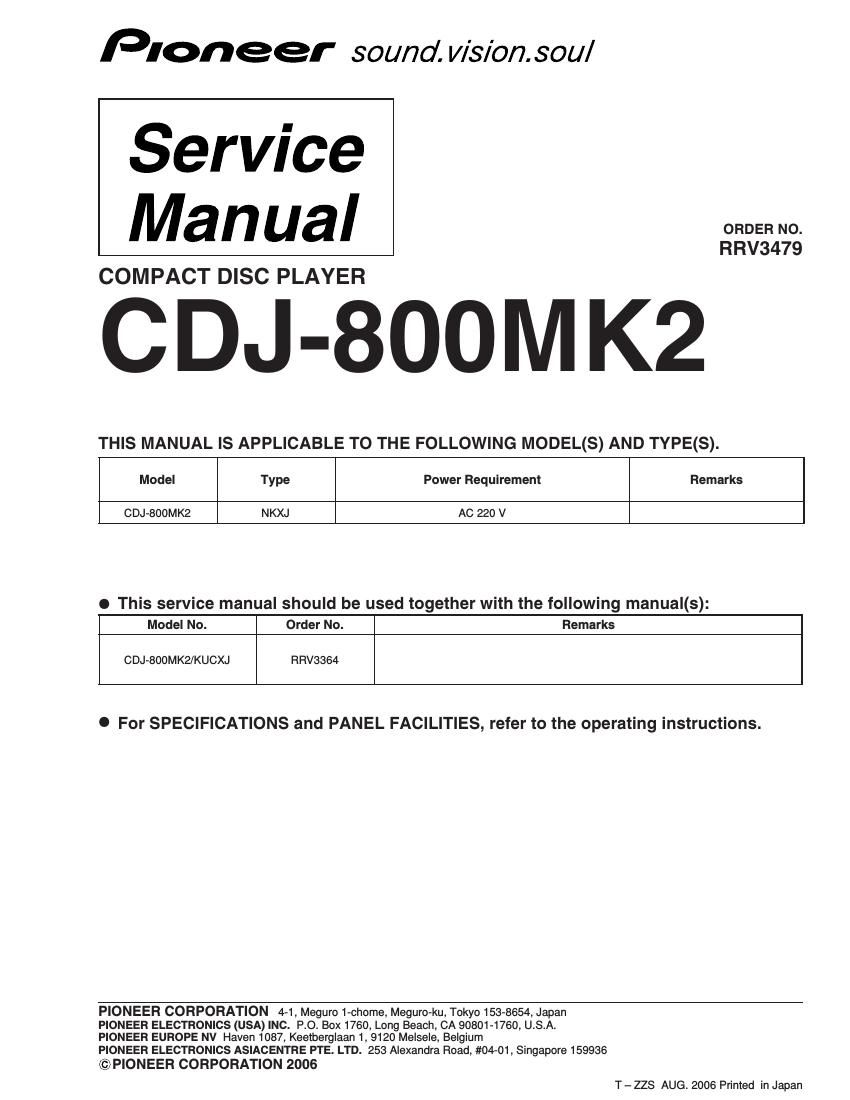 pioneer cdj 800 mk2 service manual