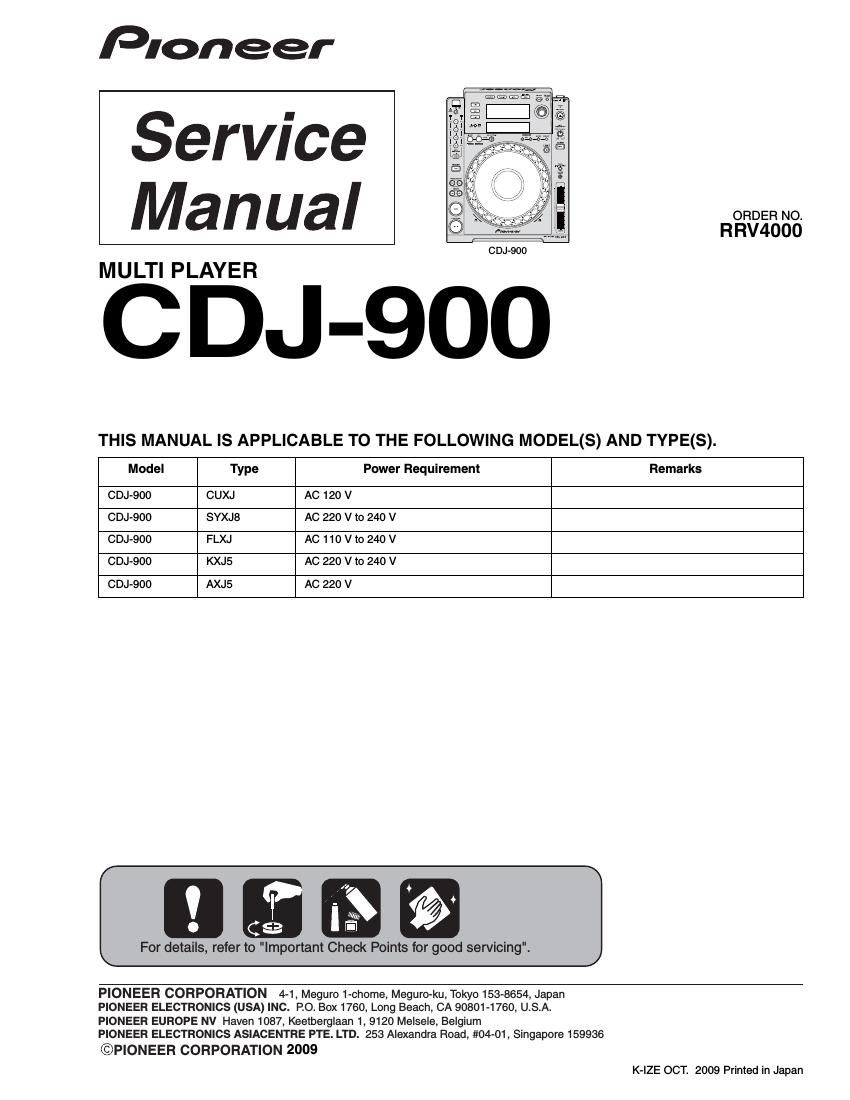 pioneer cdj 900 service manual