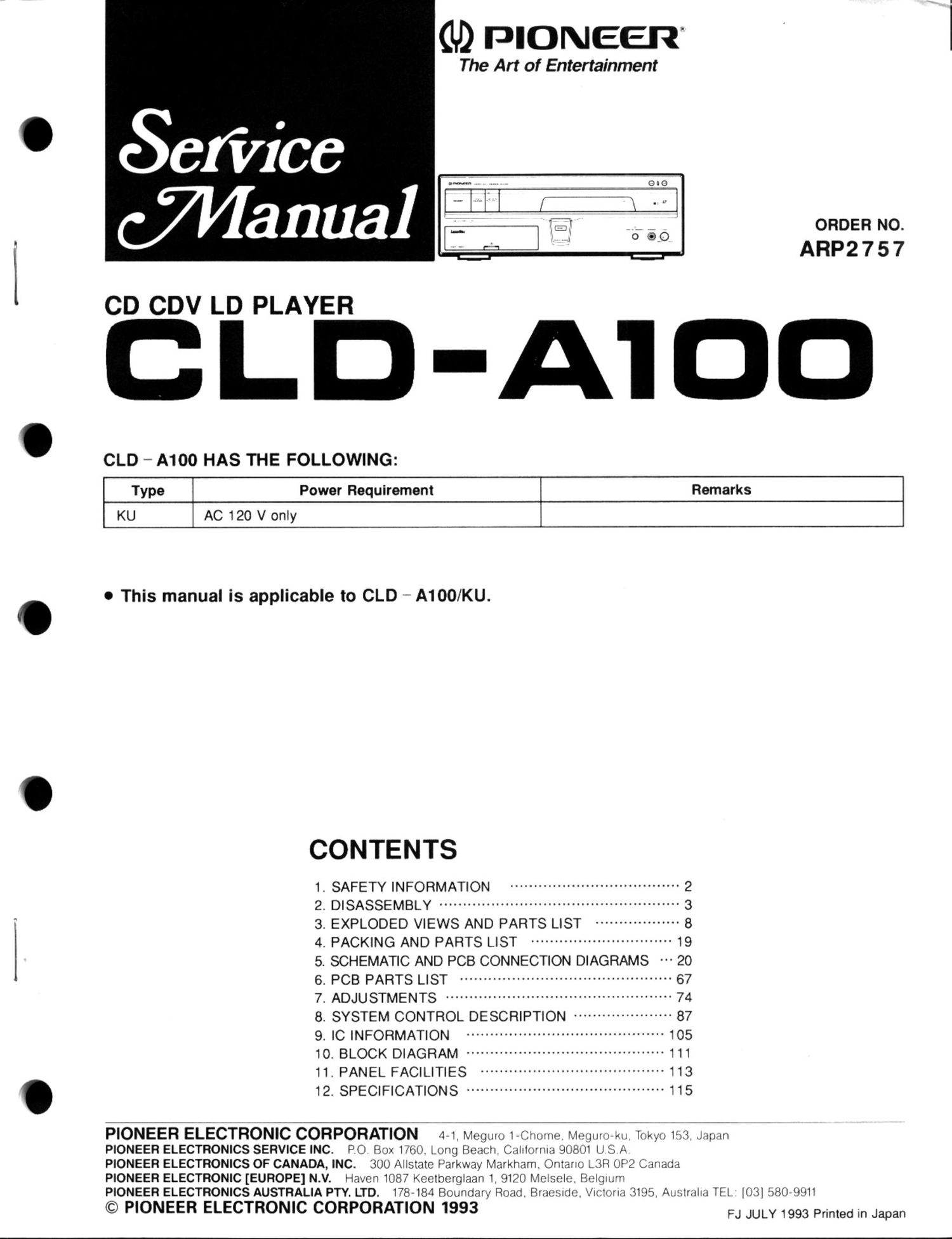 pioneer cdla 100 service manual