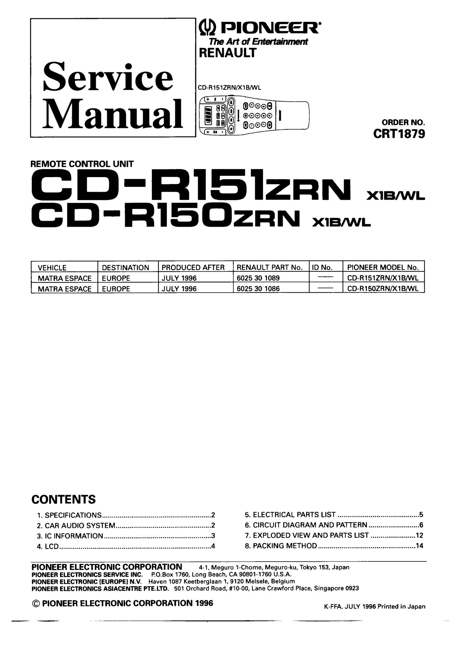 pioneer cdr 150 service manual