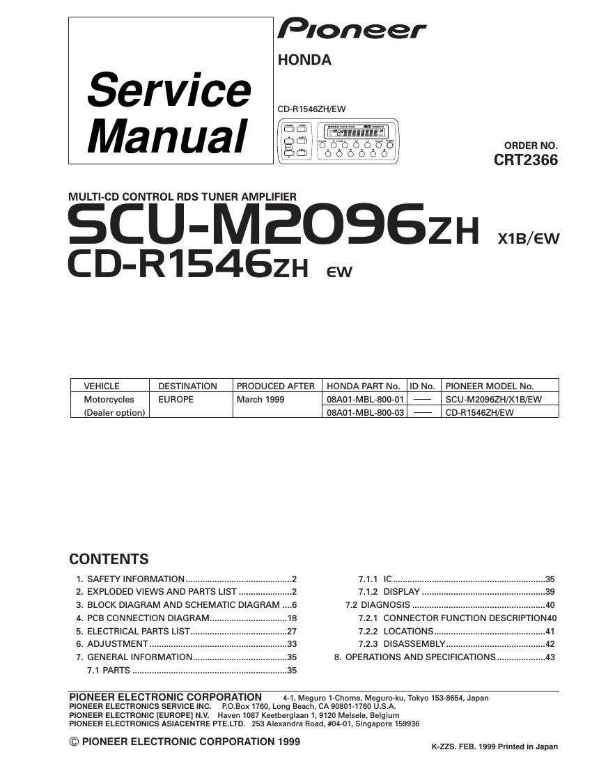 pioneer cdr 1546 zh service manual