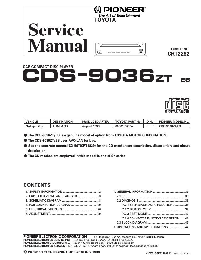 pioneer cds 9036 zt service manual