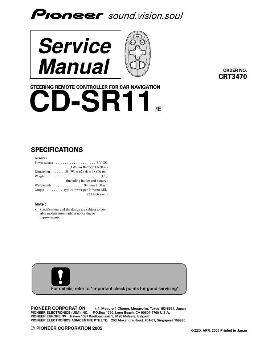 pioneer cdsr 11 service manual