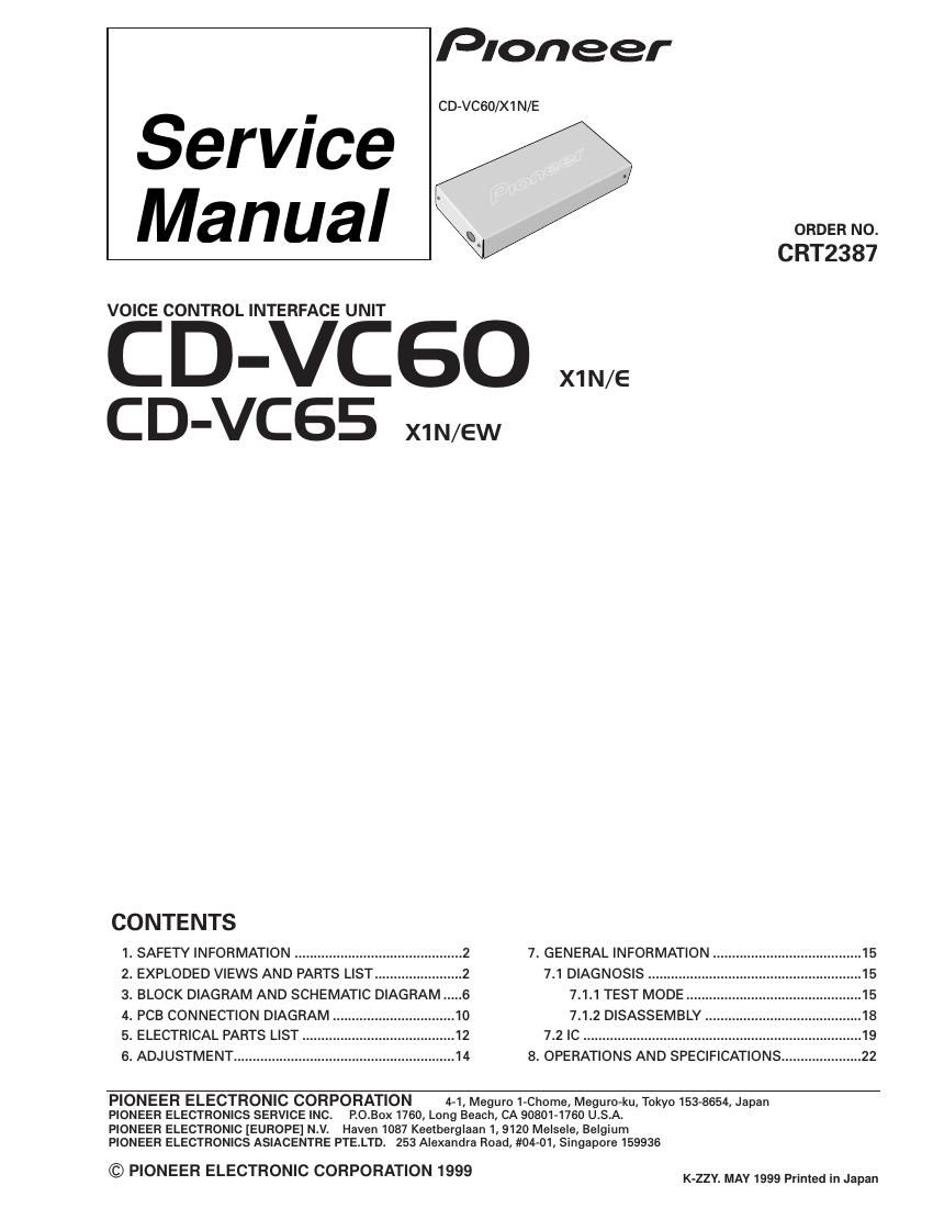 pioneer cdvc 60 service manual